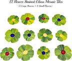Esweny 12 Flower Stained Glass Mosaic Tiles - Image 3