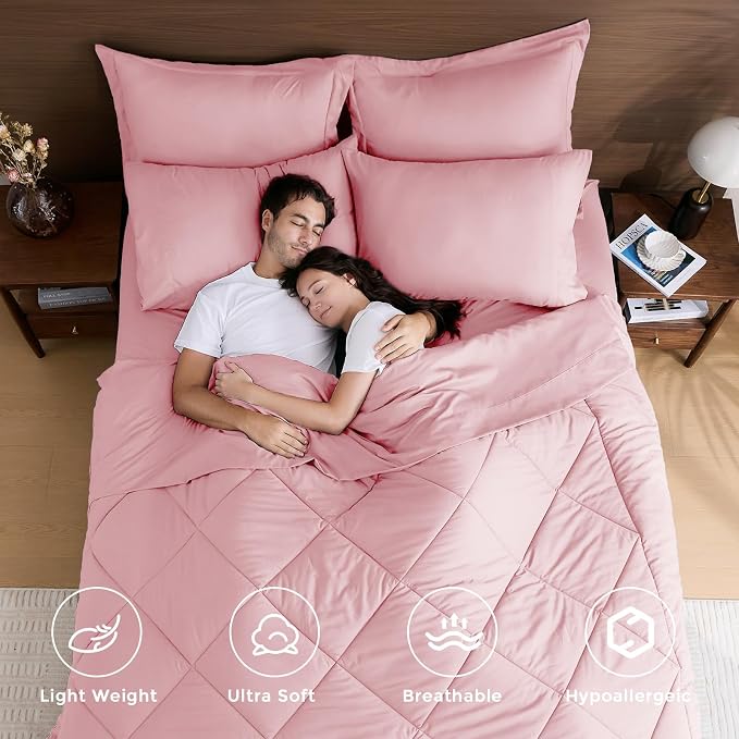 HEVUMYI Pink Twin Comforter Set - Image 2