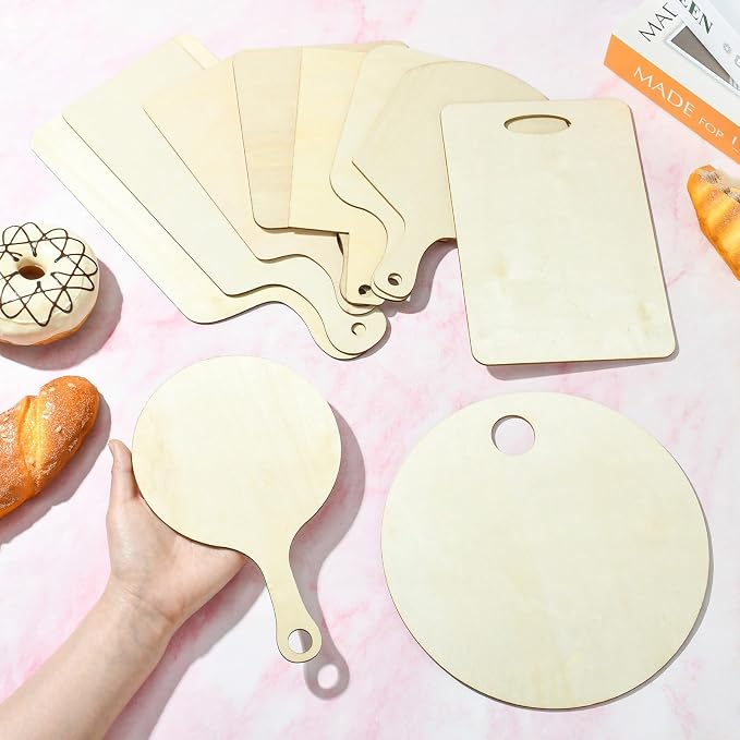 10 pcs 10 Styles Cutting Board Theme Unfinished Wooden Cutout Charms Rectangle - Image 4