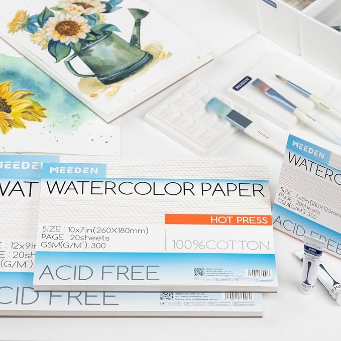 MEEDEN Watercolor Paper Block, 100% Cotton Watercolor Paper Pad of 20 Sheets - Image 6