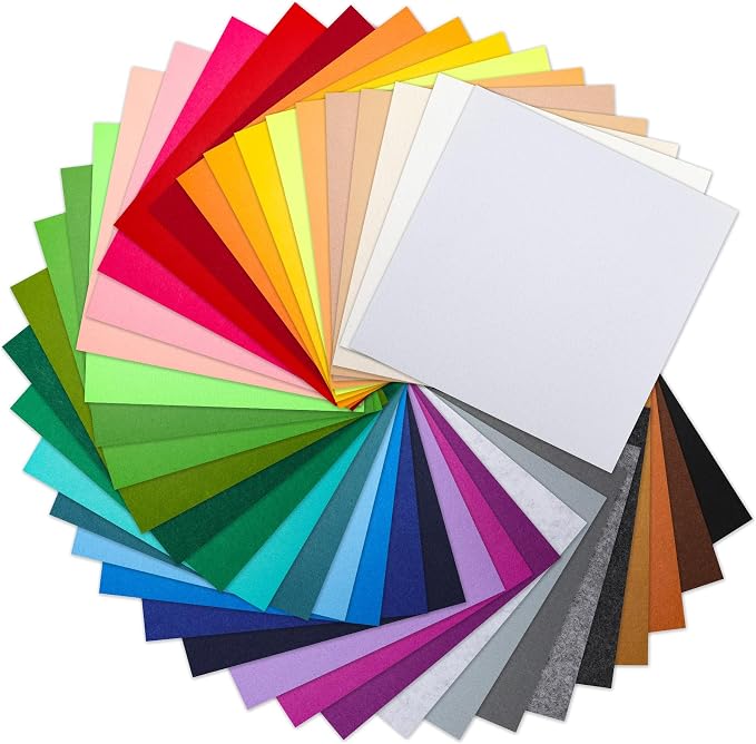 40PCS 12 x 12”, 2mm Thick Stiff Felt Fabric Sheets Assorted Colours Felt Pack - Image 2