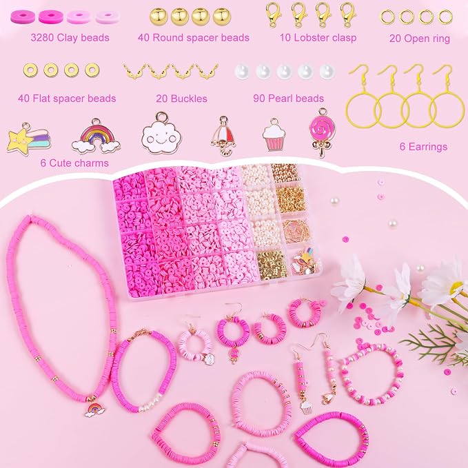 Wuollgess 3500PCS Pink Clay Beads - Image 3
