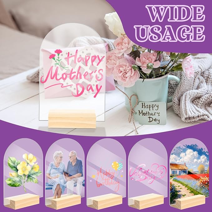Bercoor 5 Pack 4x6 Inch Blank Clear Arch Acrylic Sign - Image 4