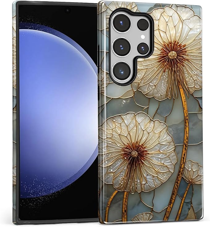 for Samsung Galaxy S24 Ultra Case, Dandelion Stained Glass Pattern Glossy 2 in - Image 2