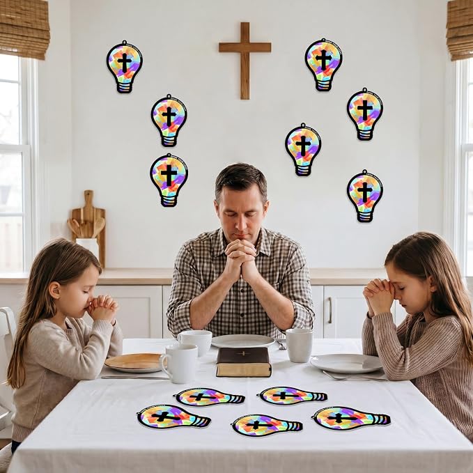 Renbuzhu 48PCS Sunday School VBS Crafts Bulk: Paper Lightbulb Cross Nativity - Image 2