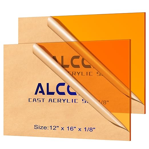 Orange Acrylic Sheet 12" x 16" x 1/8", ALCCIFI Cast Plexiglass Sheet by AcrylicSheets