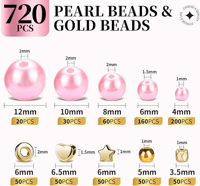 LEOBRO Pearl Beads for Bracelets, Friendship Bracelet Kit, Crafts & DIY Jewelry - Image 3