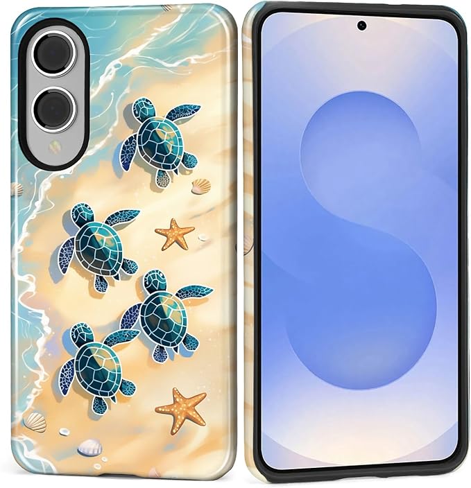 for Samsung Galaxy S25 Edge Case, Sea Turtle Beach Pattern Glossy 2 in 1 by Teonvpu