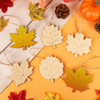 24 PCS Unfinished Wooden Fall Crafts, Maple Leaves Shaped Hanging Ornaments DIY - Image 4