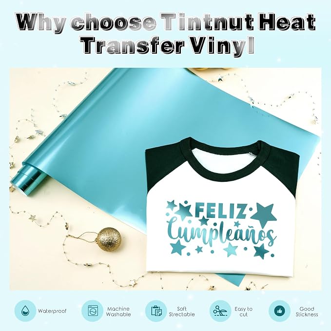 Tintnut Navy Blue Holographic HTV Vinyl Roll, easy cut & weed, stretch washable - Image 3