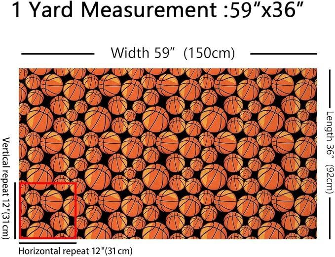 Basketball Fabric by The Yard, Realistic Style Balls Print Flannel Polyester - Image 2
