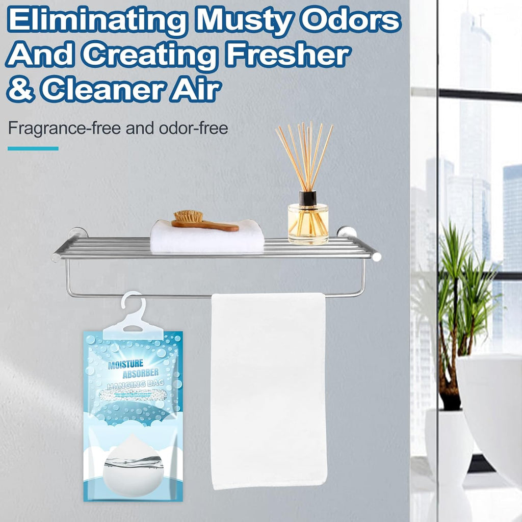 5 Pack Hanging Moisture Absorbers - Fagrance Free Dehumidifier Bags, 8.11 OZ, Removes Moisture & Odors, Humidity Absorber Packs for Closet Bedroom Kitchen