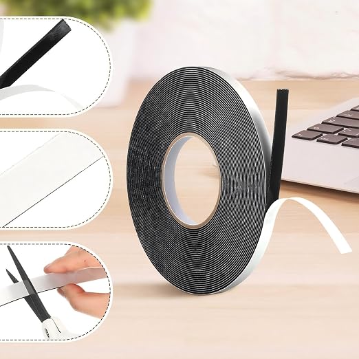 Tatuo 2 Rolls Double Sided Foam Tape 1/2 Inch by 50 Feet Black PE Foam Tape - Image 4