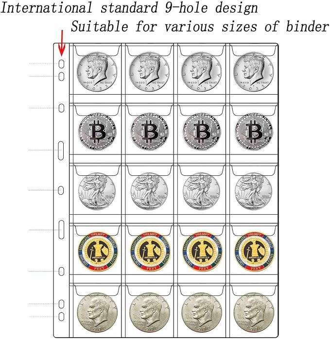 10 Sheets Coin Collection Supplies Pages, Coins Collecting Pocket Page - Image 4