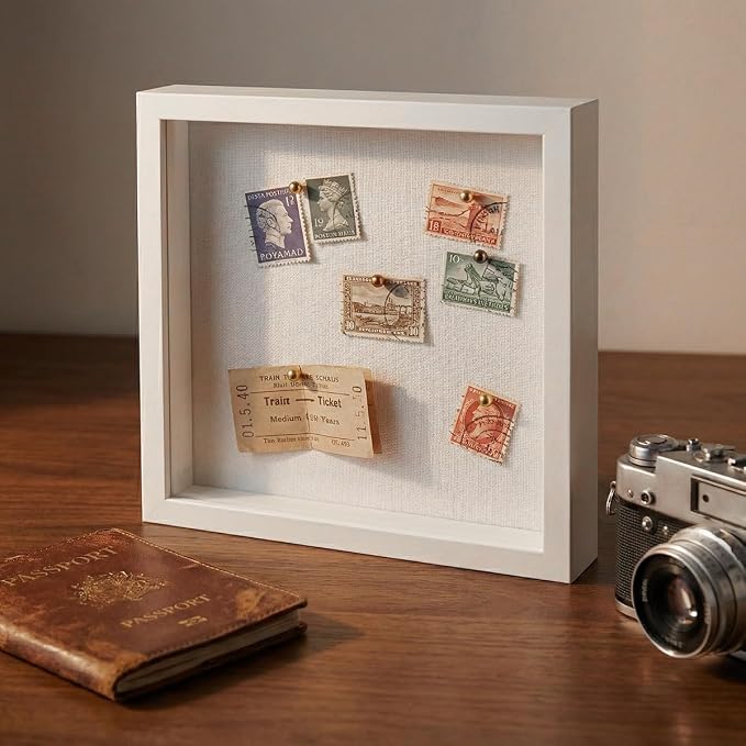 White 11x11 Shadow Box Display Frame, Premium Linen Backboard and Included - Image 4