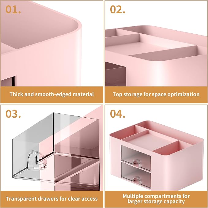 Marbrasse Pen Organizer with 2 Drawer, Desk Organizers and Accessories with 5 - Image 6