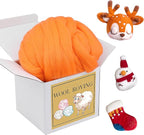 QMNNMA Wool Roving Bulk, 8.82oz Needle Felting Wool-Dark Orange | Wool Roving by Qmnnma