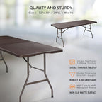VINGLI 6 Foot Plastic Folding Table Portable Long Table - Image 3