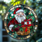 Santa Claus and Presents Acrylic Suncatcher Stained Glass Effect Window Car by AVAGAN