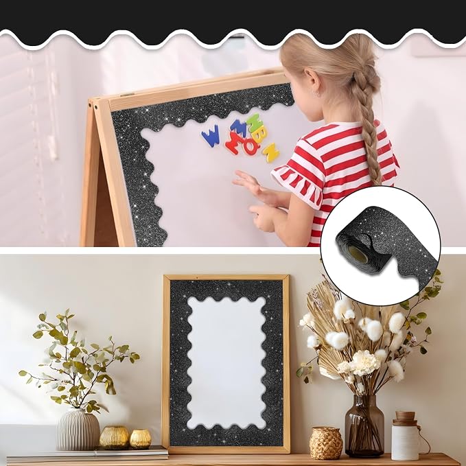 70Ft Shine Black Bulletin Board Borders，Scalloped Poster Boards Decorations Trim - Image 4