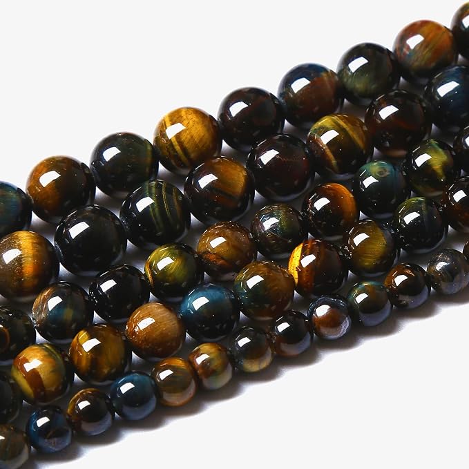 Yellow Blue Tiger Eye Beads Natural Stone Round Loose Beads Energy Gemstone - Image 2