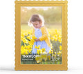 12x16 Picture Frame with Mat for 11x14, Wavy Edge Wooden Real Glass Photo Frame by THKRLOF