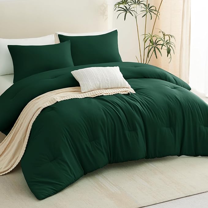 CozyLux Twin Comforter Set Emerald Green, 2 Pieces Twin Extra Long Solid - Image 9