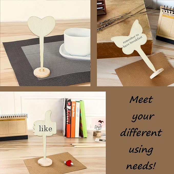 60 pcs 12 Styles Forest Theme Unfinished Wood Cutout Charms Butterfly Heart - Image 7