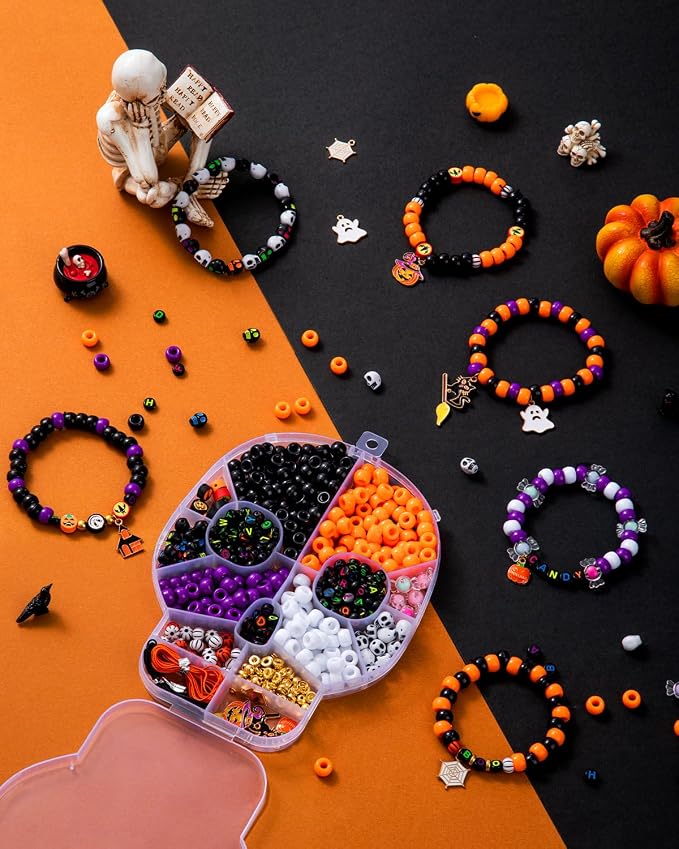 Taybonds Halloween Beads for Bracelet Jewelry Making Kit, Skull Polymer Clay - Image 3