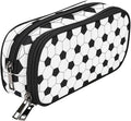 Soccer Skin Pencil Pouch Case for Boys Teen Girls Women Black and White | Large by ANANGTEE