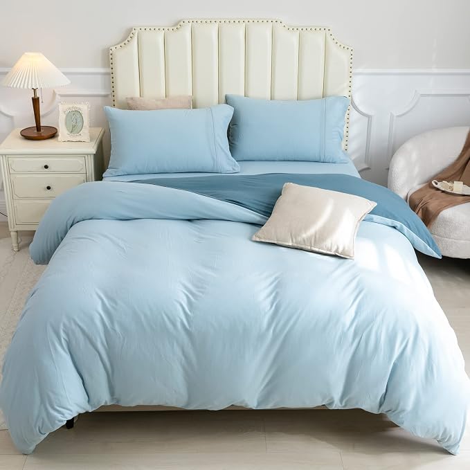 PURE ERA Jersey Knit Duvet Cover Set 100% T-Shirt Cotton Super Soft Comfy 3pc - Image 7