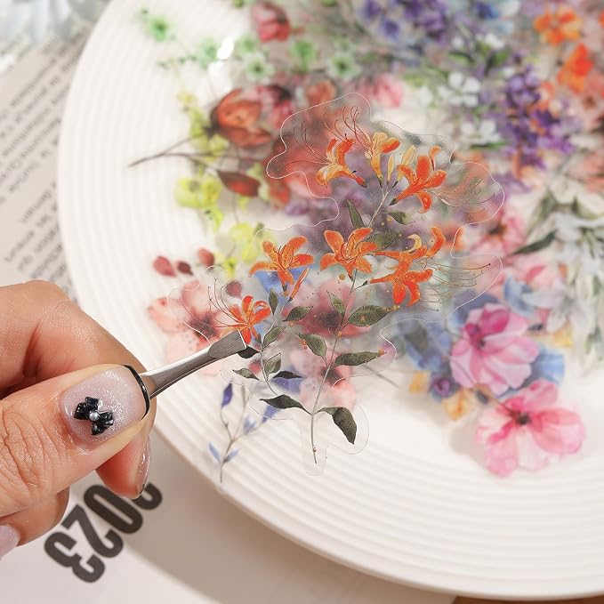 Transparent Flora Scrapbook Stickers Aesthetic Flowers Stickers | Transparent & - Image 5