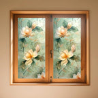 IVN Privacy Window Creamy Magnolia Branch Decorative Window Cling Stained Glass - Image 2