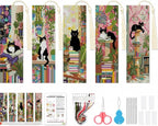 VIGEGU 5 Pcs Cat Book Stamped Cross Stitch Bookmark Kits by VIGEGU