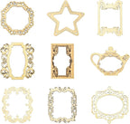 18 pcs 9 Styles Hollow Pyrography Theme Unfinished Blank Wood Cutout Charms by Gythara