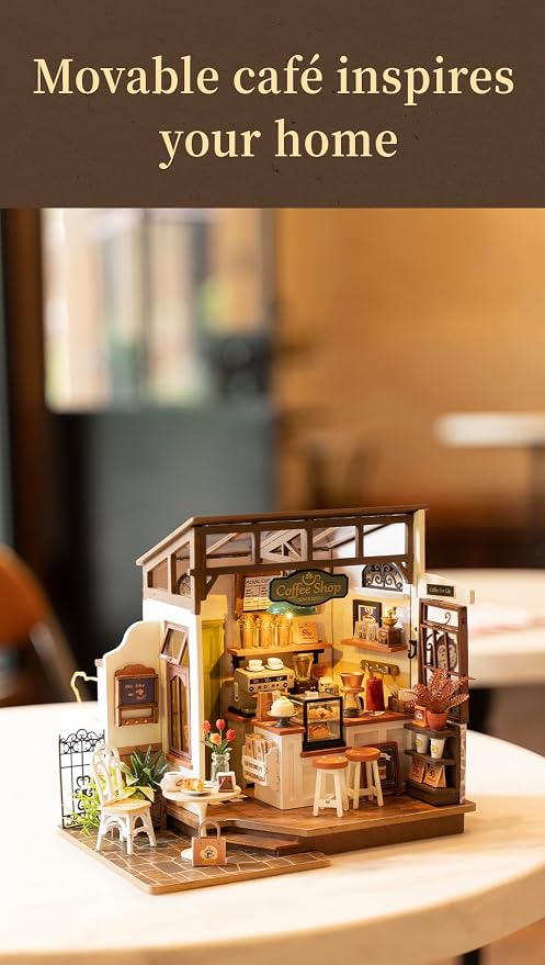 Rowood Coffee Miniature House Kit, Mother's Day DIY Miniature Dollhouse Kits - Image 7