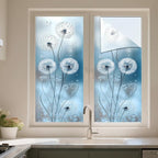 IVN Privacy Window Film Stained Glass Window Cling White Dandelion Design - Image 5
