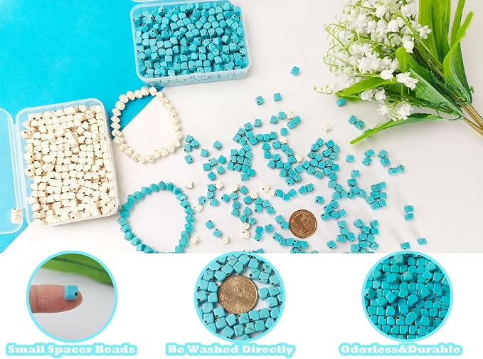 6mm Turquoise Square Beads Bulk - Image 4