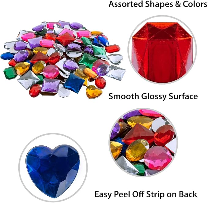 Super Z Outlet 1" Assorted Colorful Adhesive Stick-On Heart Star Round Shaped - Image 6