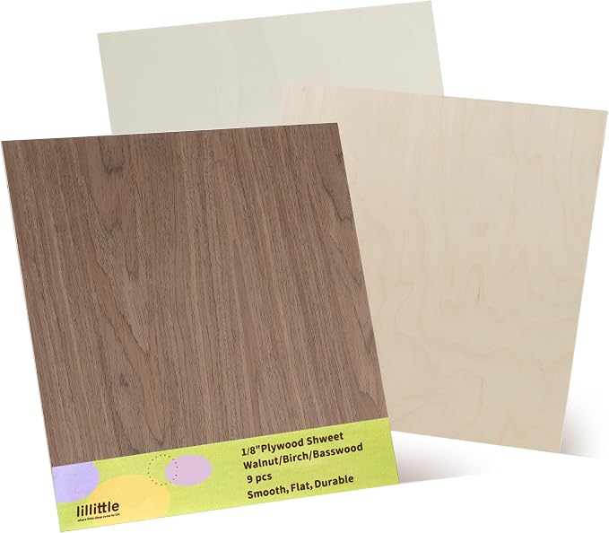 9 Pack Walnut Wood Plywood Sheets, Smooth Surface, Uniform Thickness, No Burrs by lilLittle