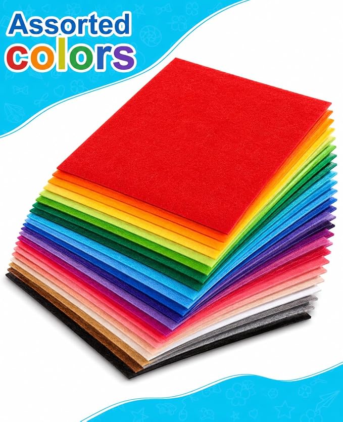 Felt Fabric Sheets 40pcs 6x6in 1mm Assorted Nonwoven - Image 3