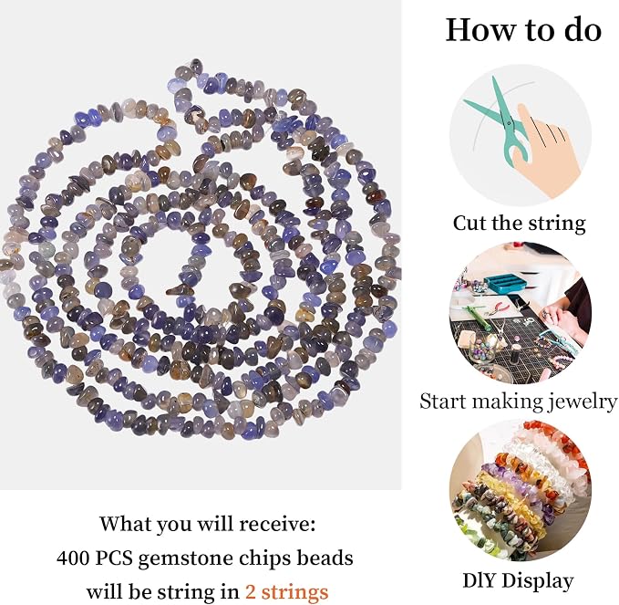 400pcs Natural Chip Stone Beads - Image 9