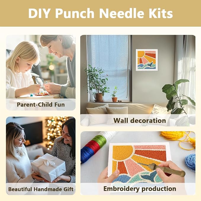 Doodlream Bohemian Sun and Ocean DIY Punch Needle Embroidery Kit - Image 4
