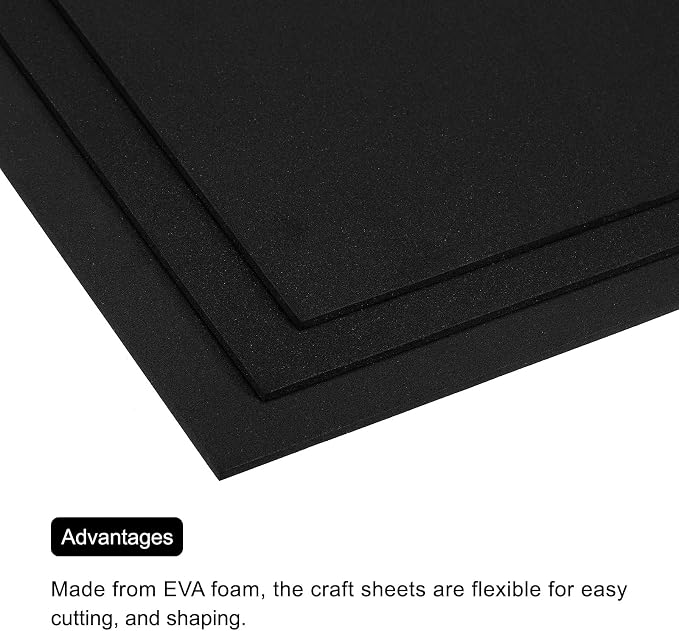 MECCANIXITY EVA Foam Sheets Black 9.8 Inch x 9.8 Inch 3mm Thick Crafts Foam - Image 4