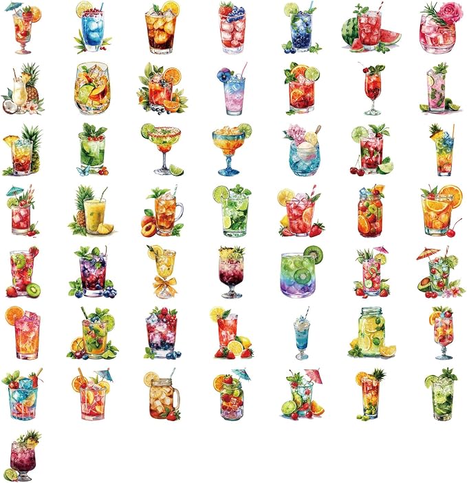 Water Bottles Laptop Phone 50 Packs Cocktails Stickers Computer Guitar - Image 7