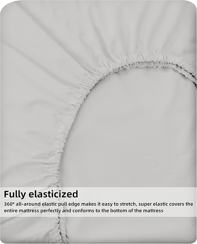 HBHLFZ Queen Fitted Sheet Only, Soft Breathable Bottom Sheet - Image 5