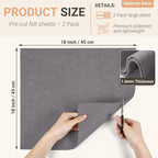 Felt Fabric Sheets 18" x 18" 1.6mm Soft Craft Felt, Dark Grey | Soft Precut - Image 2