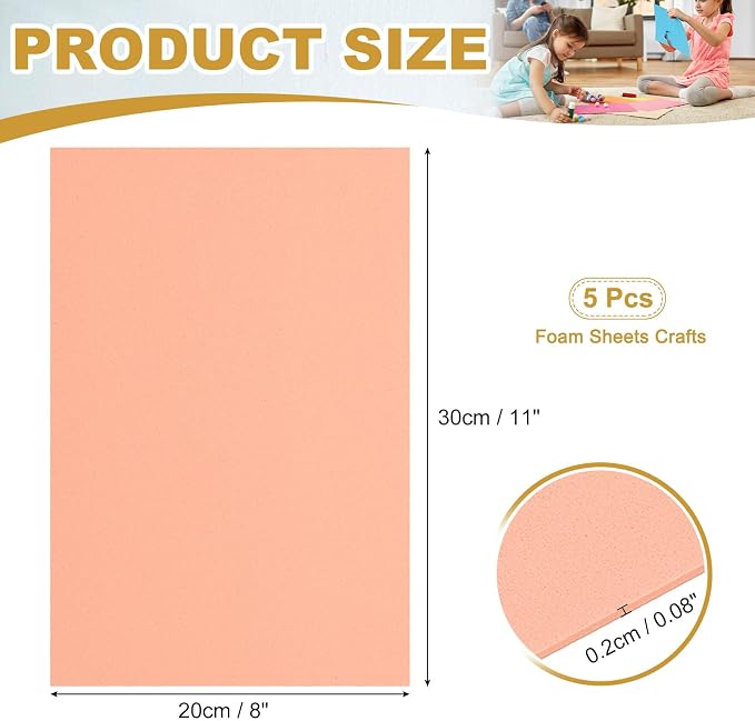 uxcell 5 Pcs Beige EVA A4 Foam Sheets Crafts, 12 x 8 Inch Foam Paper - Image 2