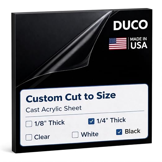 Duco Black Cast Custom Size Acrylic Sheets 1/4" Thick by DucoPlasticsSupply