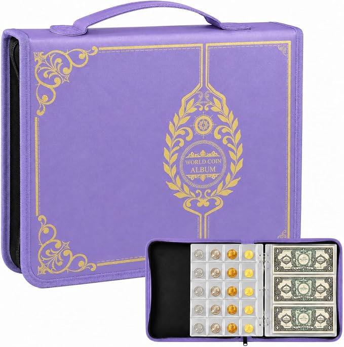 Coin Collection Book Holder for Collectors, 200 Pockets Collecting Album& 30 by Ankhohstoragehardcase